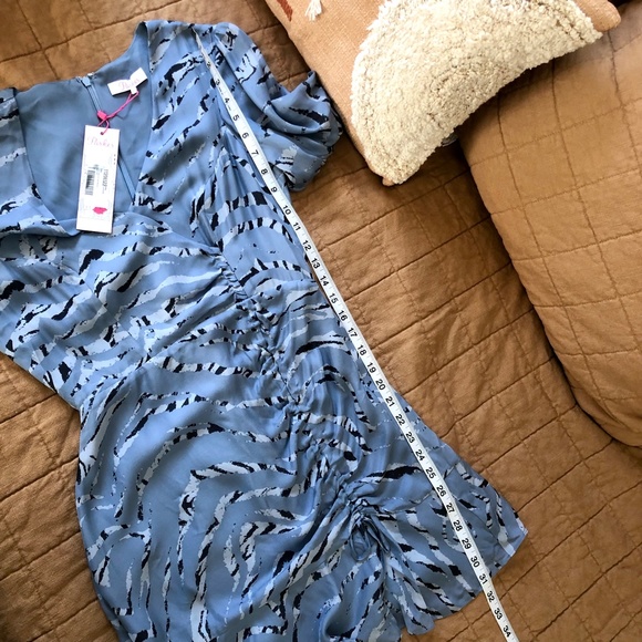 NWT Parker Soliana Silk Blend Mini Dress in Arctic Tiger Blue - Size 0 - Picture 13 of 15